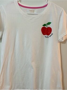 kate spade White Short-Sleeve Tee with Red Apple Motif